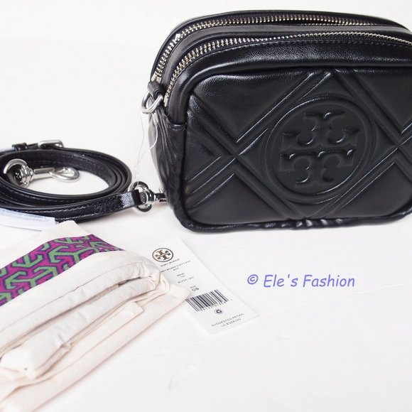❤️ NWT Tory Burch Perry Bombe Mini Puffy Leather Crossbody Bag BLACK Authentic - Picture 4 of 14